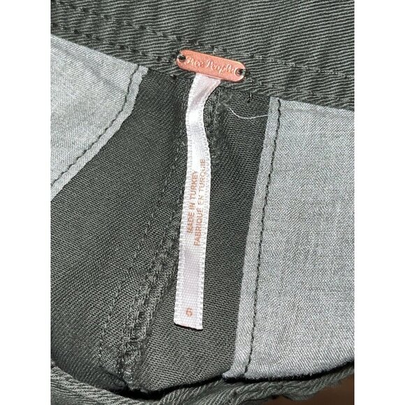 Free People Olive Green Pleated Chino Straight Leg Pants Women's Size 6 - Picture 8 of 10